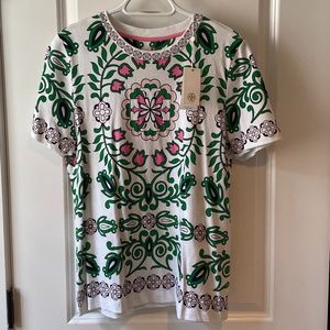Tory Burch Vienna T-Shirt in White Garden Party